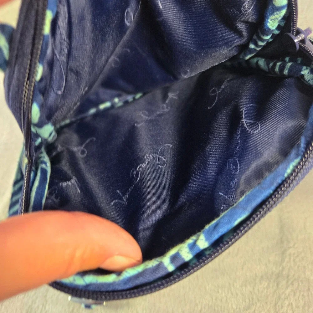 Vera Bradley Blue Quilted Batik Crossbody Bag Small Messenger ID Window